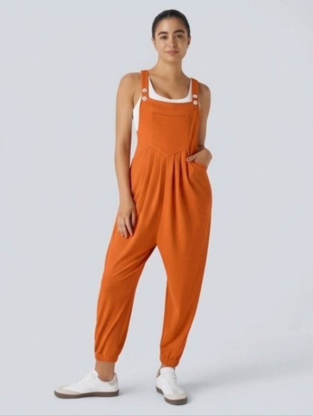 HALARA Pumpkin Orange Waffle Jogger Overalls Size Small